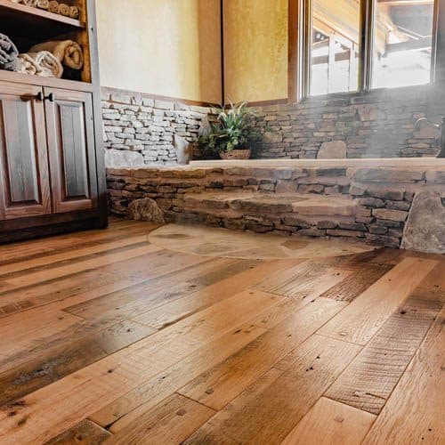 Wide-plank hardwood flooring in an open Fort Worth kitchen